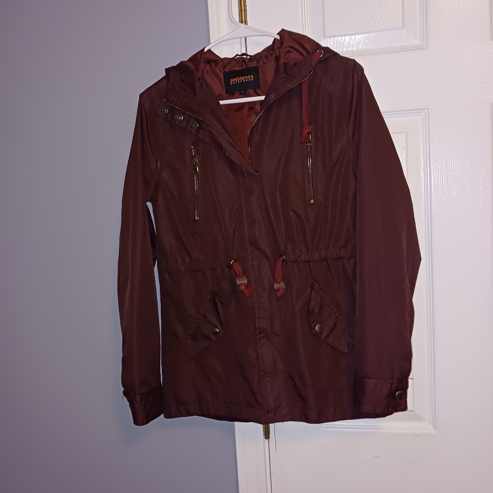 Ambiance Women's Maroon  Outerwear with Hood. Size S